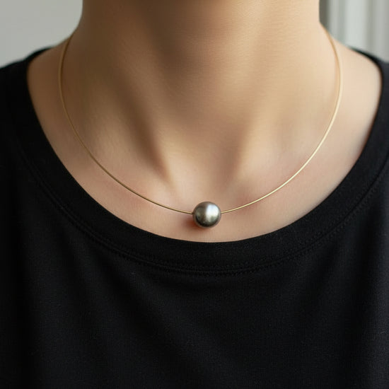 Tahitian Keshi Pearl Collar Necklace