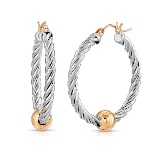 Two Tone Cape Cod Twist Hoops