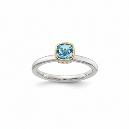 Two Tone Blue Topaz Ring