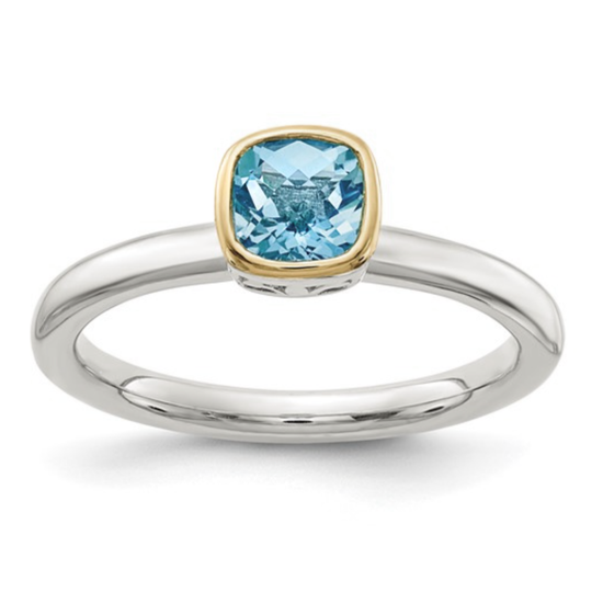 Two Tone Blue Topaz Ring