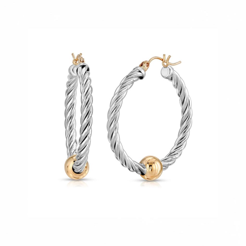 TwoToneTwistCapeCodHoopEarring