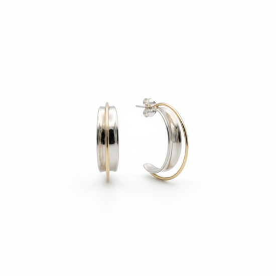 Two Tone Double Layered Crescent Hoops