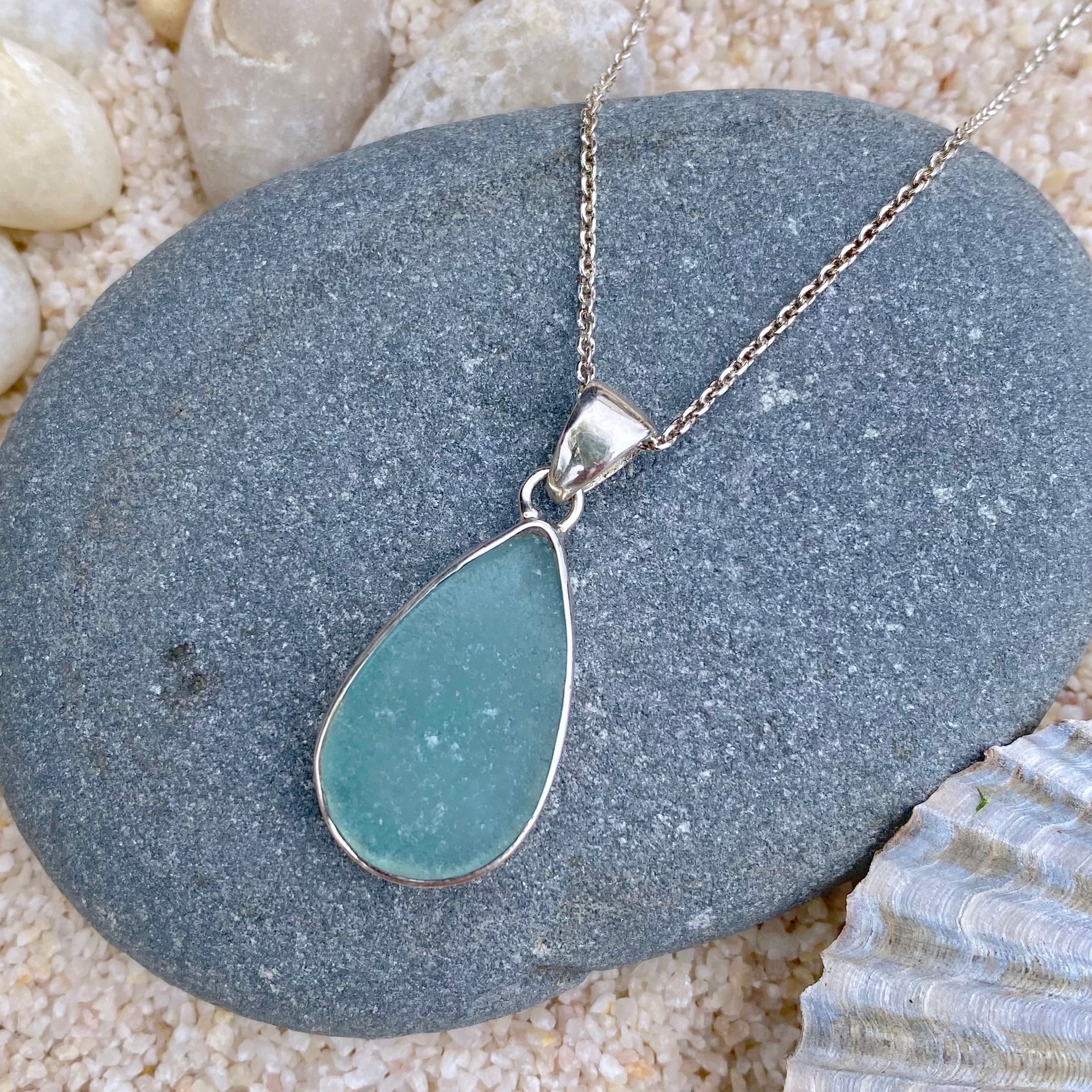 Cluster - Handcrafted Blue Sea Glass Necklace – Accessories Boutique