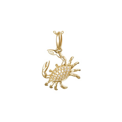 14k Gold + Diamond Crab Necklace