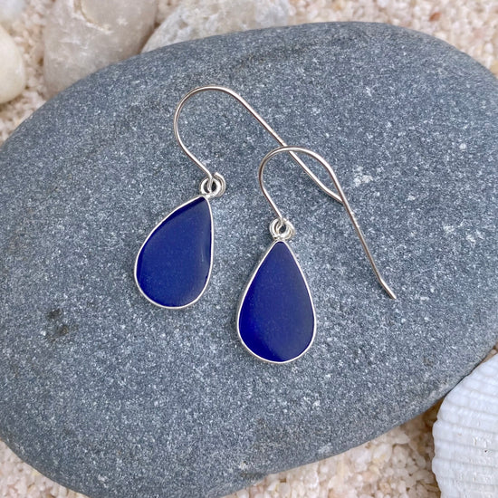 Sterling Silver Sea Glass Drop Earrings