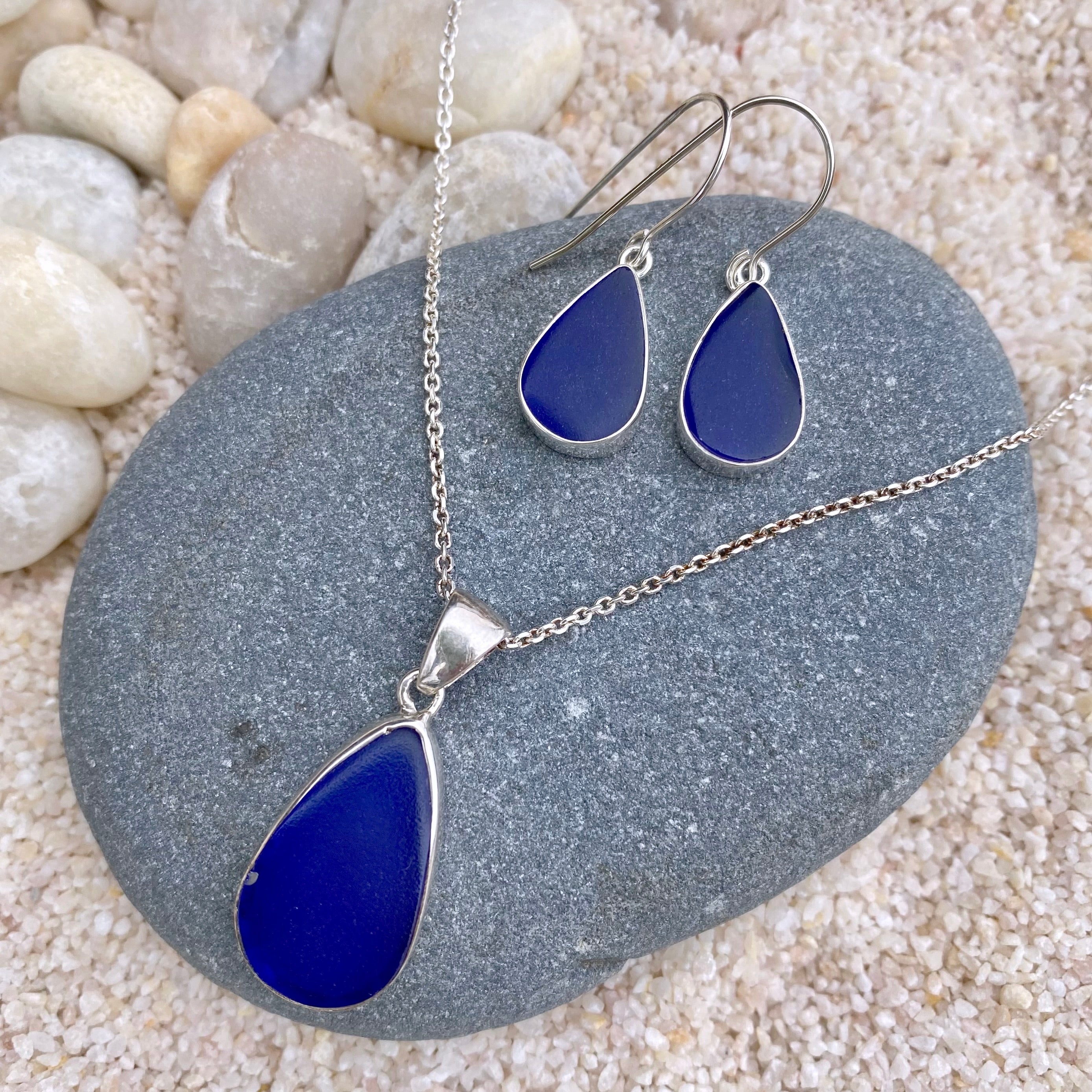 Double Your Fun Aqua & Blue Sea Glass Pendant | Bezel Set, Sterling