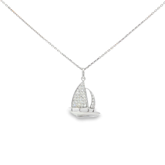 14K Gold + Diamond Sailboat Pendant