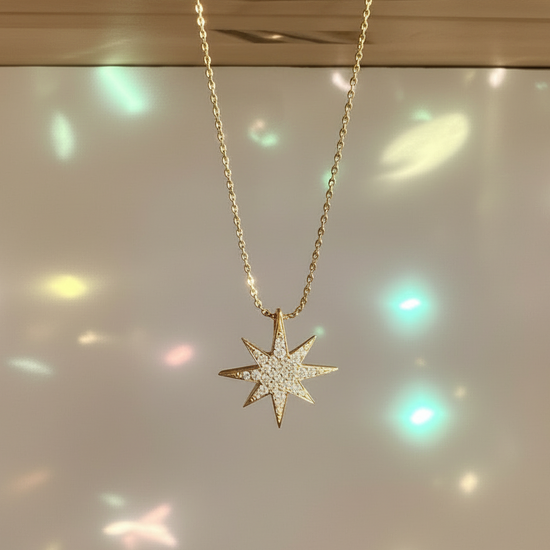 14K Diamond Starburst Necklace