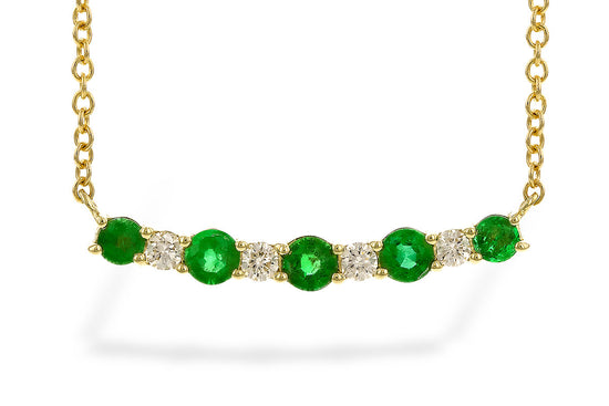 14K Emerald + Diamond Bar Necklace