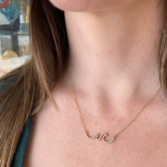 14K Gold + Diamond Double Wave Necklace