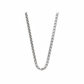 Fine sterling silver rounded box chain necklace on a white background