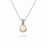Two tone white opal pendant on a sterling silver wheat chain