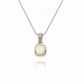 Two tone white opal pendant on a sterling silver wheat chain