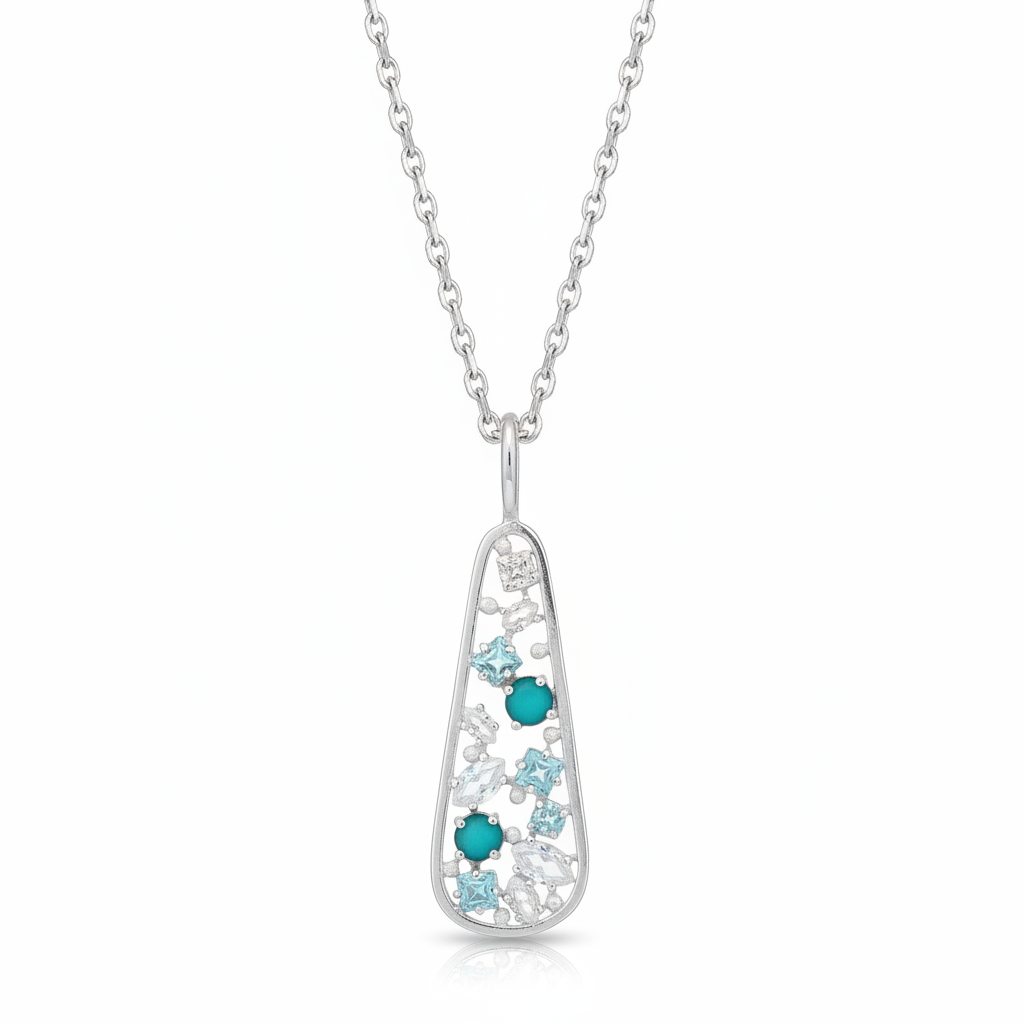 Oceanic Drop Necklace - White Background