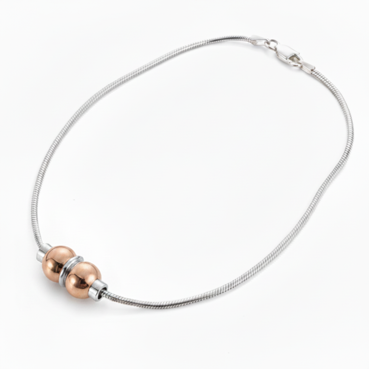 Rose Gold Balls Silver Accents