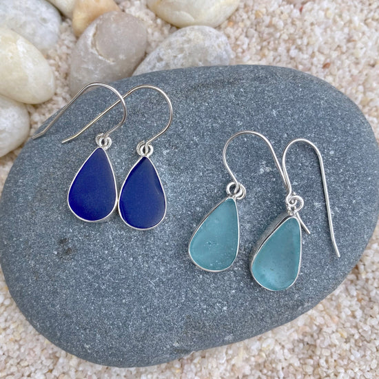 Sterling Silver Sea Glass Drop Earrings