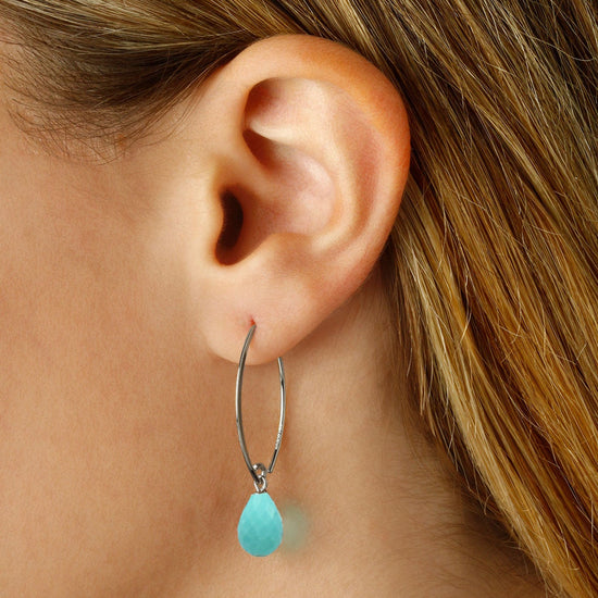 Sterling Silver + Turquoise Swoop Drop Earring