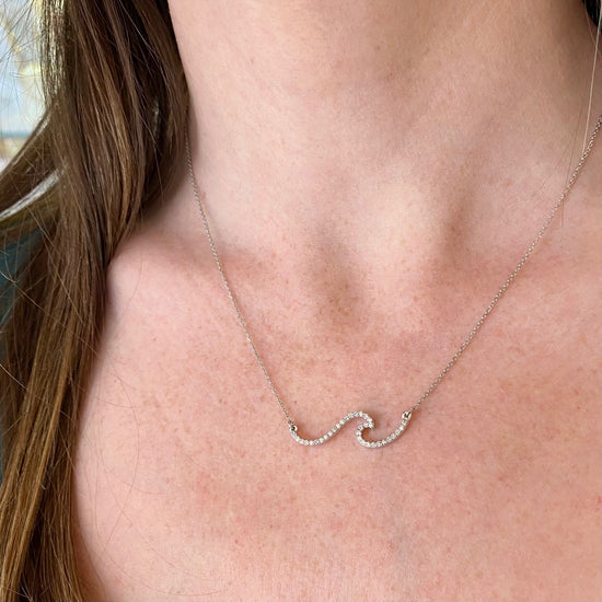 14K Gold + Diamond Ocean Wave Necklace