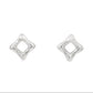 14k White Gold Puffed Square Stud Earrings