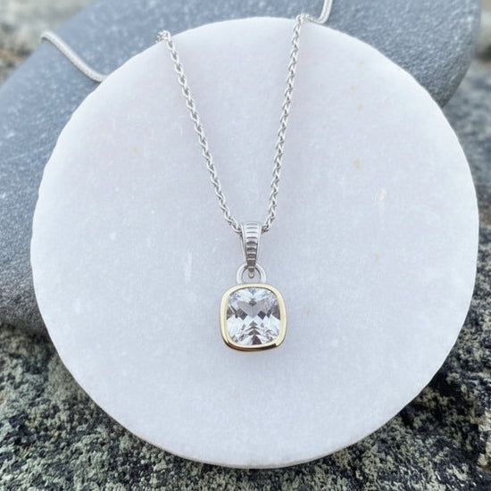 Two Tone White Topaz Necklace