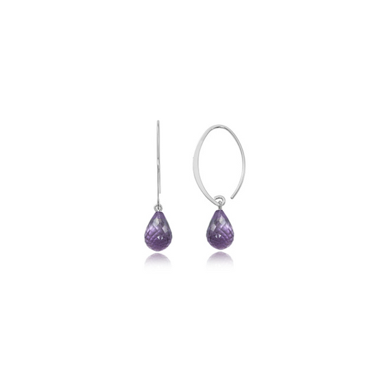 Sterling Silver + Amethyst Swoop Drop Earring