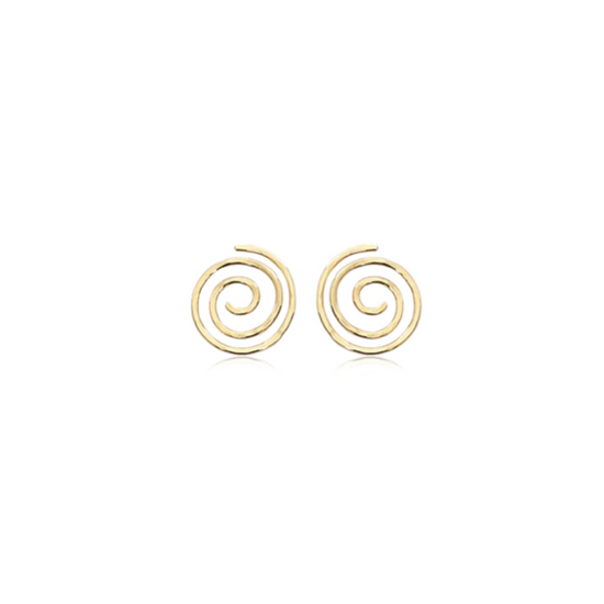 14k Gold Hammered Spiral Earring