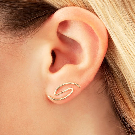 14k Gold Squiggle Studs