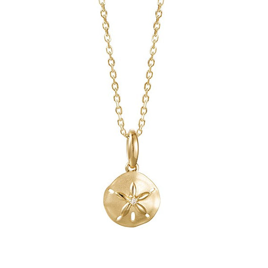 14K Gold Sand Dollar + Petite Diamond Necklace