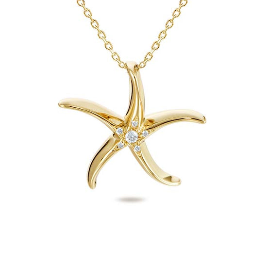 14k Starfish + Petite Diamonds Necklace