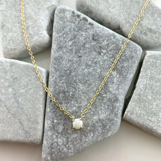 14k Gold Petite Opal Necklace