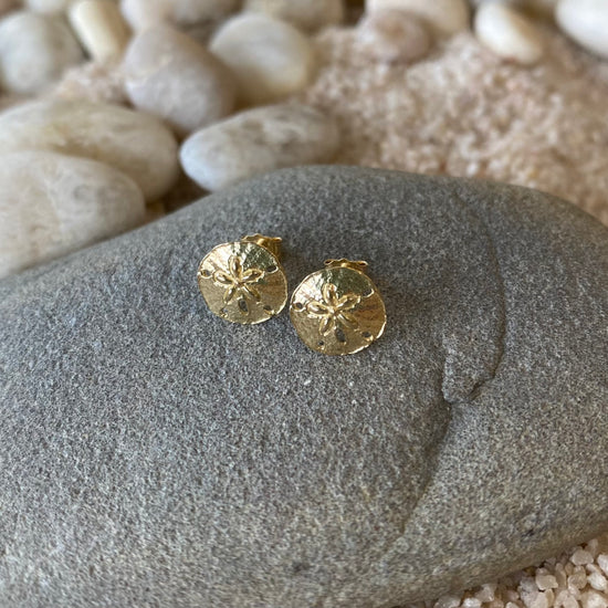 14k Gold Sand Dollar Stud Earrings