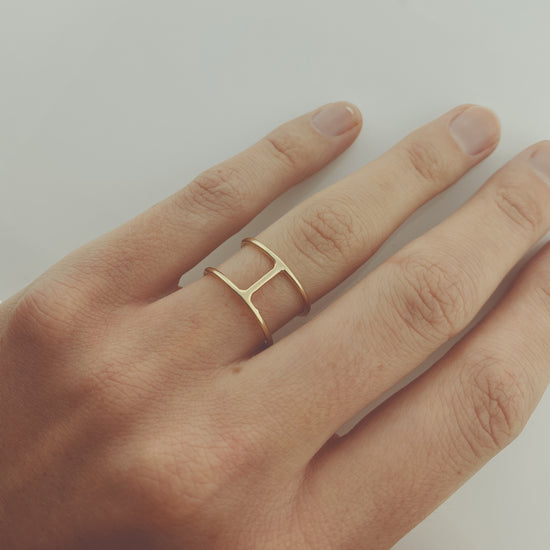 14k Double-Sided Geometric Gold Ring