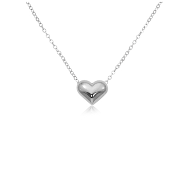 Sterling Silver Puffed Heart Necklace