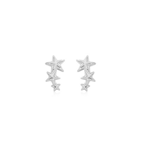 Sterling Silver Shooting Star Stud Earrings