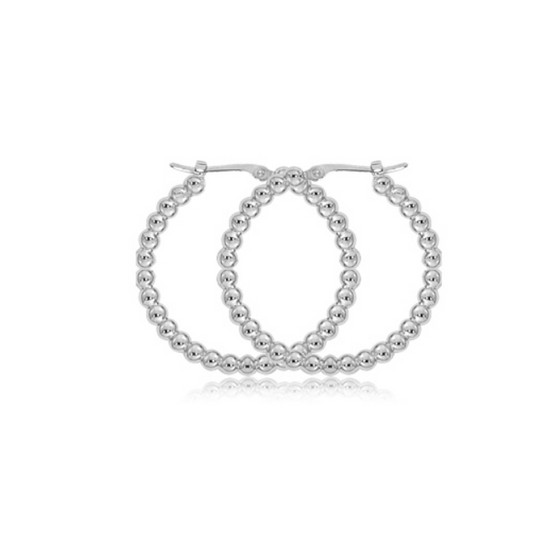 Sterling Silver Beaded Hoops