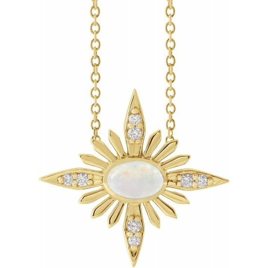 Opal & Diamond Sunburst Necklace