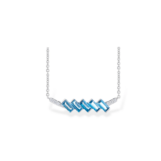 London Blue Topaz + Diamond Bar Necklace