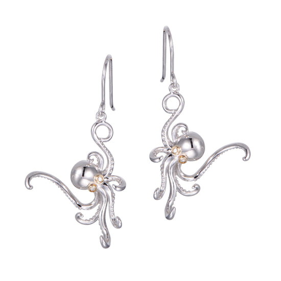 Two Tone Octopus Earrings