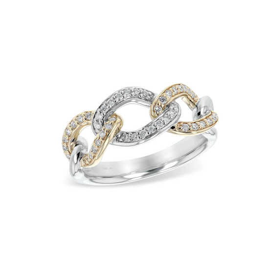 Two Tone Diamond Link Ring