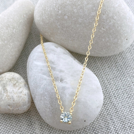 14k Gold Petite Aquamarine Necklace