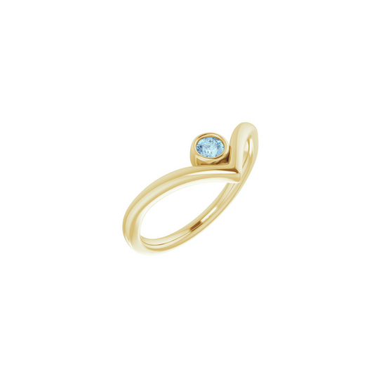 14k Aquamarine V-Shaped Ring