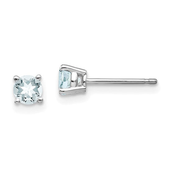 14K 4mm Aquamarine Stud Earrings