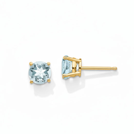 14K 6mm Aquamarine Stud Earrings