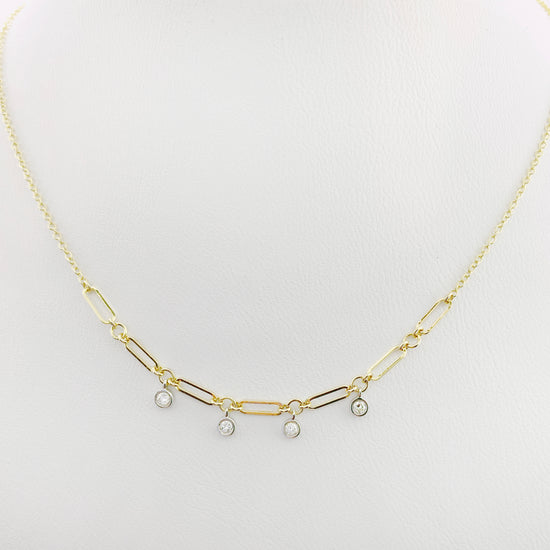 Diamond Bezel Paperclip Chain Necklace | By Meira T