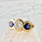 Sapphire + Diamond Bezel Set Three Stone Ring