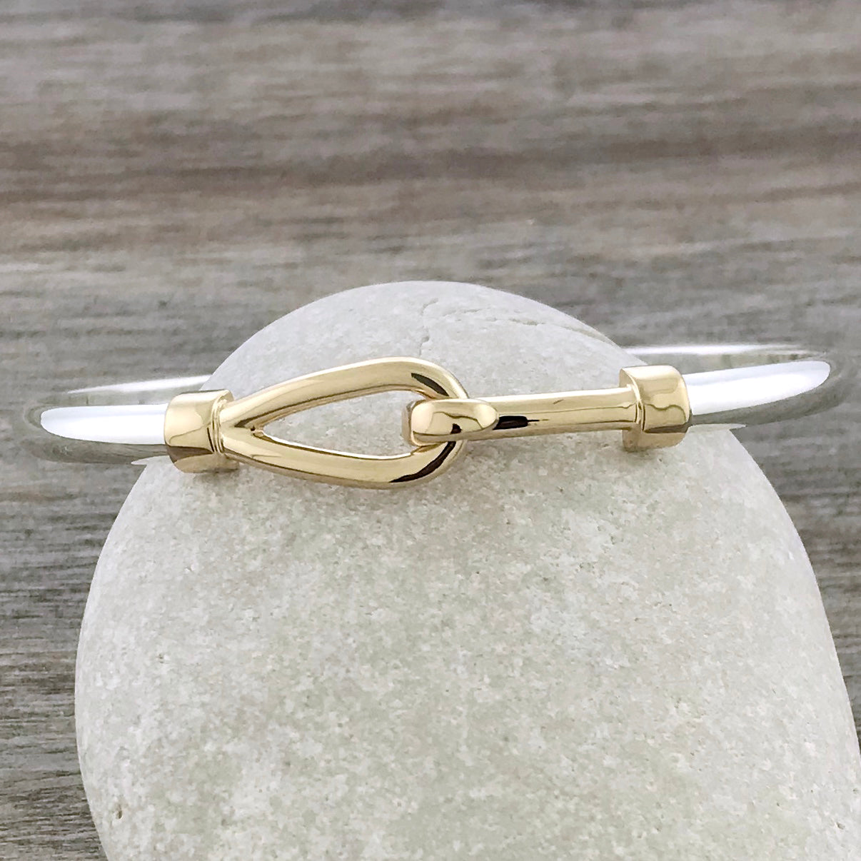 Simple Hook Bracelet 14K Gold + Sterling Silver / 7.5