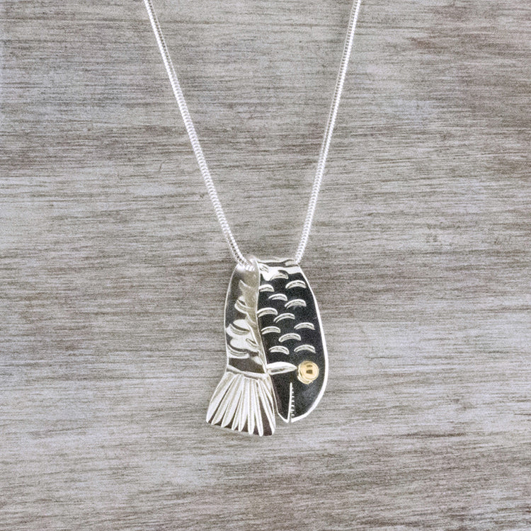 Fish Pendant, Sterling Silver, Fish Necklace, Handmade, Fish Jewellery,  Animal jewellery, Fishing gift, Hammered Silver