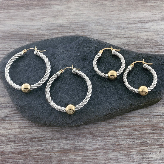 Two Tone Cape Cod Twist Hoops