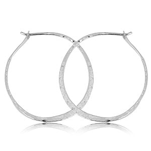 Sterling Hammered Hoops