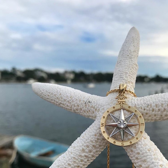14K Gold Compass Rose Necklace
